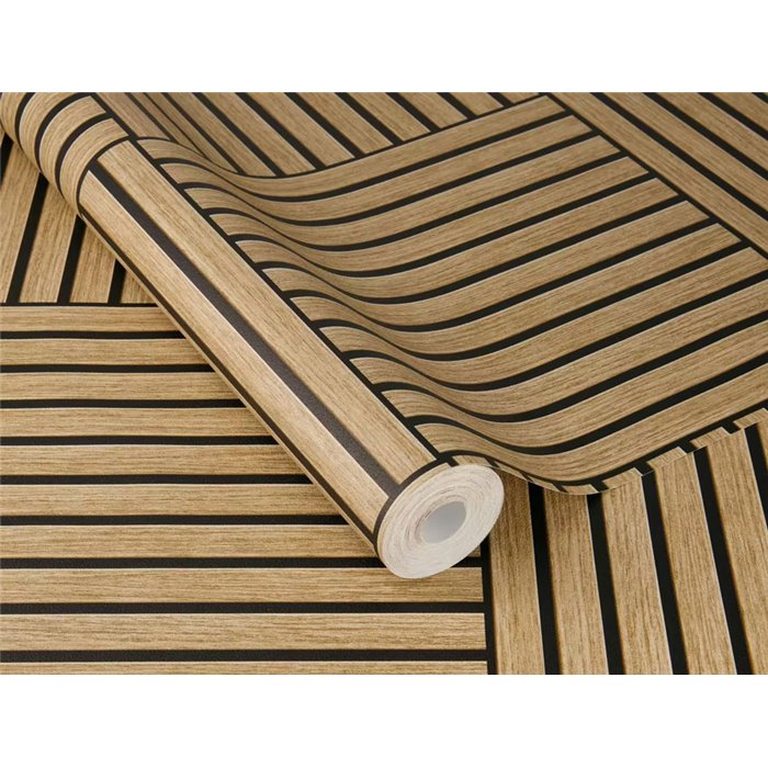 Papel pintado de listones de madera geométricos · Rasch Factory VI 417173