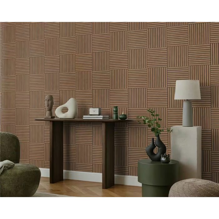 Papier peint design lames bois quadrillé marron · Rasch Factory VI 417180