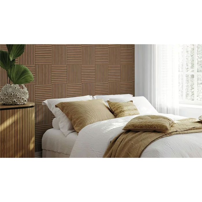 Papier peint design lames bois quadrillé marron · Rasch Factory VI 417180