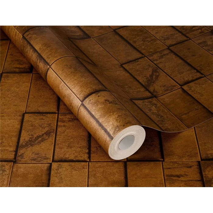 Papier peint blocs 3d brun rouille · Rasch Factory VI 497120