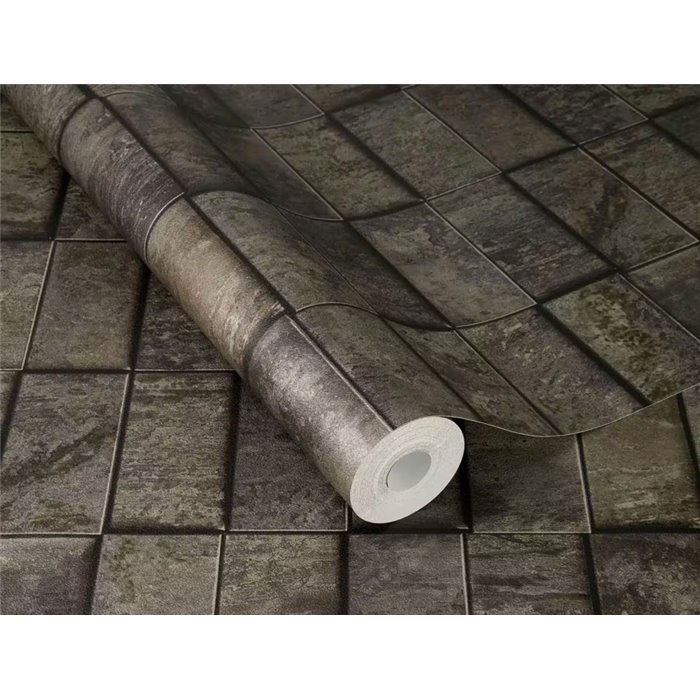 Papel pintado bloques 3d gris oscuro · Rasch Factory VI 497137