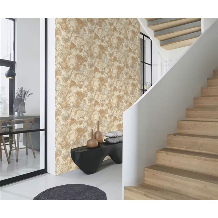 Papel pintado aspecto mineral beige y gris · Rasch Factory VI 497236