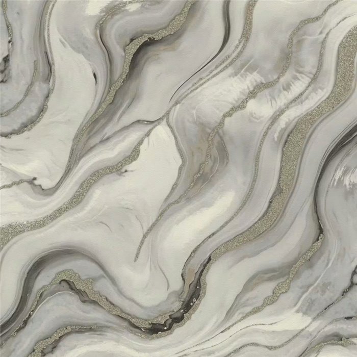 Papel pintado diseño ágata gris con brillo · Rasch Factory VI 497625