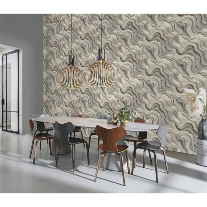 Papier peint imitation agate gris avec paillettes · Rasch Factory VI 497625