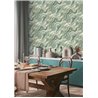 Papel pintado mármol con ondas verdes y doradas · Rasch Factory VI 497632