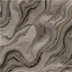 Papier peint marbre ondes doré gris