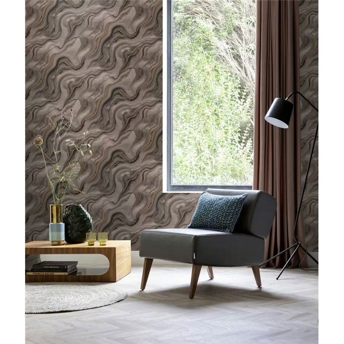 Grey Gold Marble Wave Wallpaper · Rasch Factory VI 497656