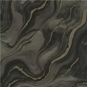 Dark Grey Liquid Marble Wallpaper with Gold Glitter