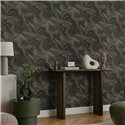 Papel pintado mármol líquido gris oscuro brillo dorado · Rasch Factory VI 497663