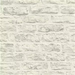 Papier peint brique blanchie