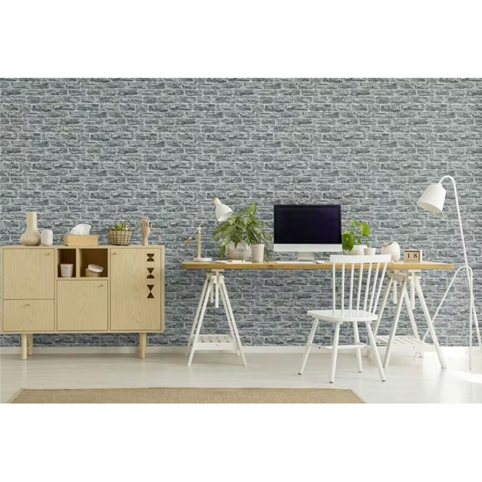 Graue Ziegelstein-Optik Tapete · Rasch Factory VI 498349