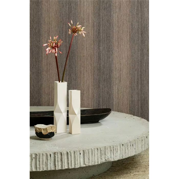 Wallpaper Natural Fibers Effect Stripes In Beige And Grey Tones · Rasch Noble Zen 435023
