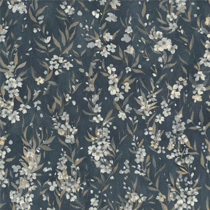 papier peint japandi de fleurs de cerisier bleu foncé · Rasch Noble Zen 435238