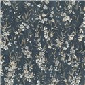Japandi Kirschblüten Tapete In Dunkelblau · Rasch Noble Zen 435238