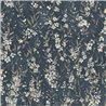 papier peint japandi de fleurs de cerisier bleu foncé