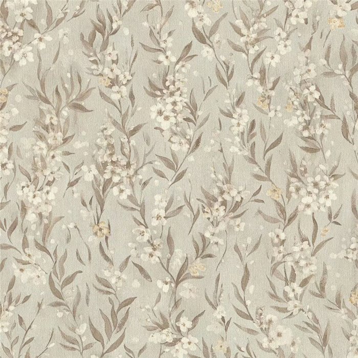 Romantic Floral Wallpaper In Light Greenish Grey · Rasch Noble Zen 435245