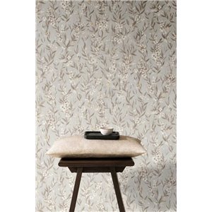 papel pintado romántico de flores en gris verdoso claro 2