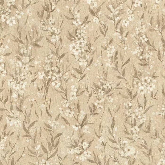 Papel pintado japandi de ramas y flores beige · Rasch Noble Zen 435252