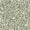 Papier peint de fleurs et feuilles de couleur gris-vert