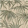 Wallpaper Tropical Green Leaves On Beige