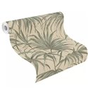 Wallpaper Tropical Green Leaves On Beige · Rasch Noble Zen 435344