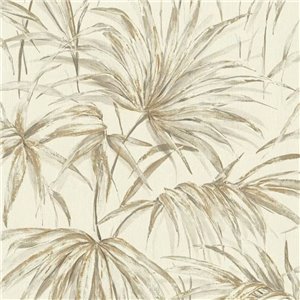 Tapete Tropisches Palmenblätter-Design In Beigetönen