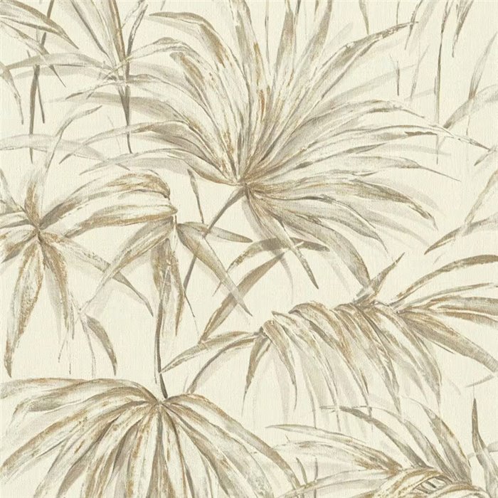 Tapete Tropisches Palmenblätter-Design In Beigetönen · Rasch Noble Zen 435351