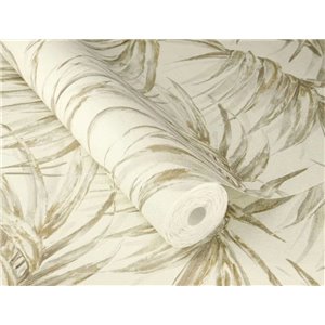 Wallpaper Tropical Palm Leaves Design In Beige Tones 2