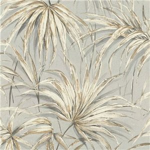 Wallpaper Tropical Palm Leaves Design In Grey