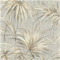 Papel pintado tropical de hojas de palma en gris · Rasch Noble Zen 435368