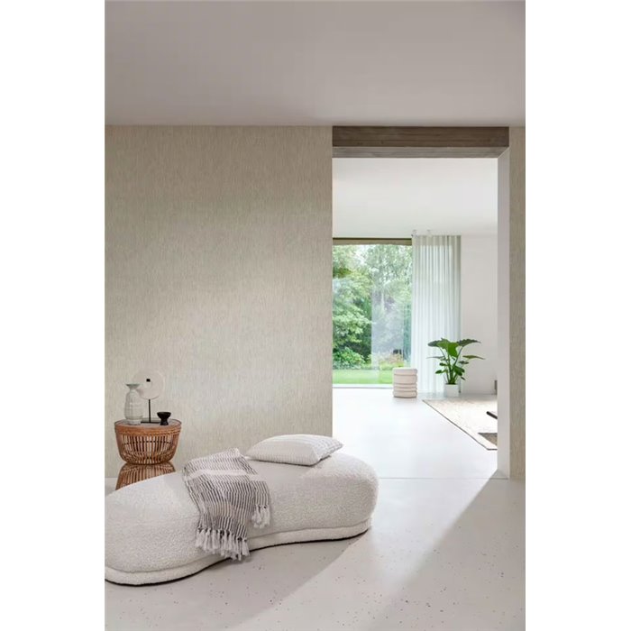 Papel pintado efecto tejido de fibras beige claro · Rasch Noble Zen 435436