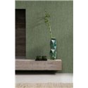 Papel pintado japandi efecto fibras naturales verde musgo · Rasch Noble Zen 435573