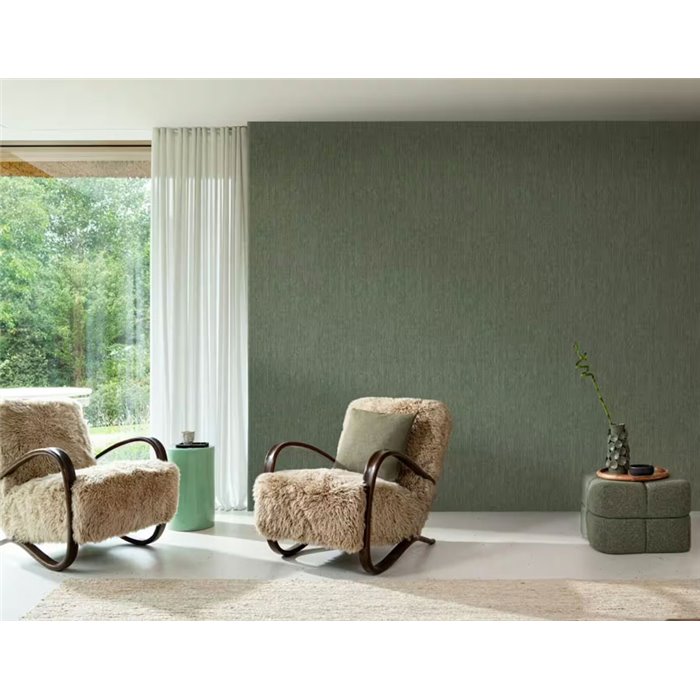 Tapete Japandi Naturfasern-Optik Moosgrün · Rasch Noble Zen 435573