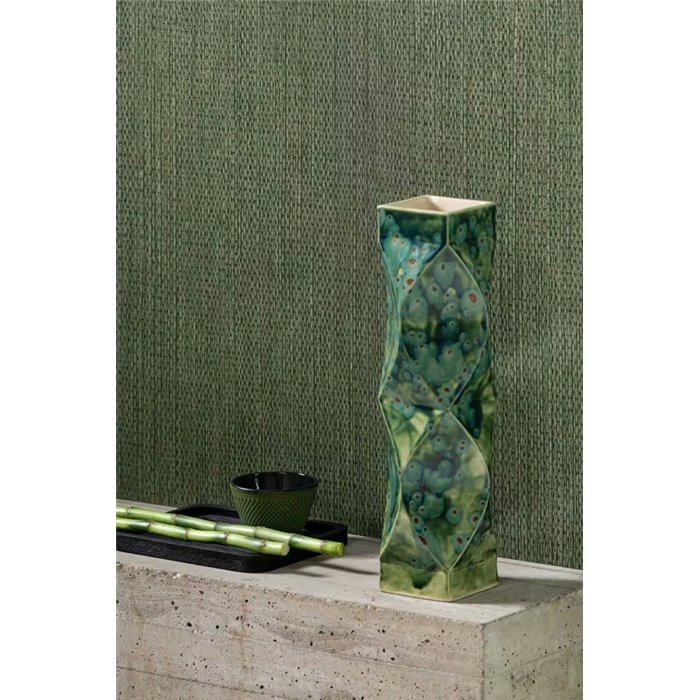 Wallpaper Japandi Natural Fibers Effect Moss Green · Rasch Noble Zen 435573