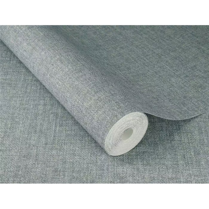 Papier peint effet textile lin gris bleuté · Rasch Noble Zen 435658