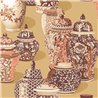 Papier peint oriental de vases aux motifs floraux beige
