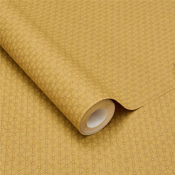 Papel pintado retro geométrico amarillo · Eijffinger Magnifique 351224