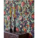 Botanical Wallpaper With Multicolor Flowers And Fruits On Green · Eijffinger Magnifique 351231