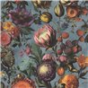 Wallpaper Contemporary Floral And Fruit Design Multicolor On Blue Background