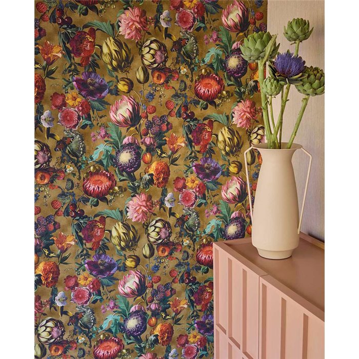Wallpaper Baroque Floral Multicolor on Gold Background · Eijffinger Magnifique 351234