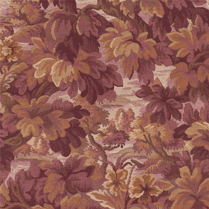 Papel pintado clásico de bosque otoñal en granate y ocre · Eijffinger Magnifique 351243