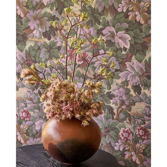 papier peint romantique à feuilles et fleurs dans les tons vert et violet · Eijffinger Magnifique 351244