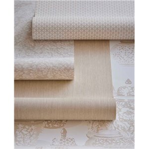 Papel pintado moderno de efecto textil beige claro 2