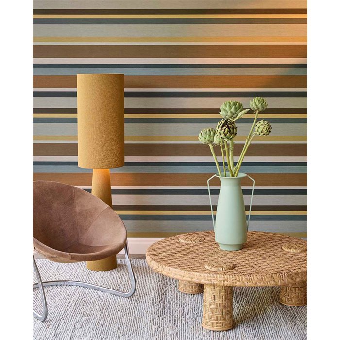 Wallpaper Contemporary Striped With Textile Effect Multicolored · Eijffinger Magnifique 351261