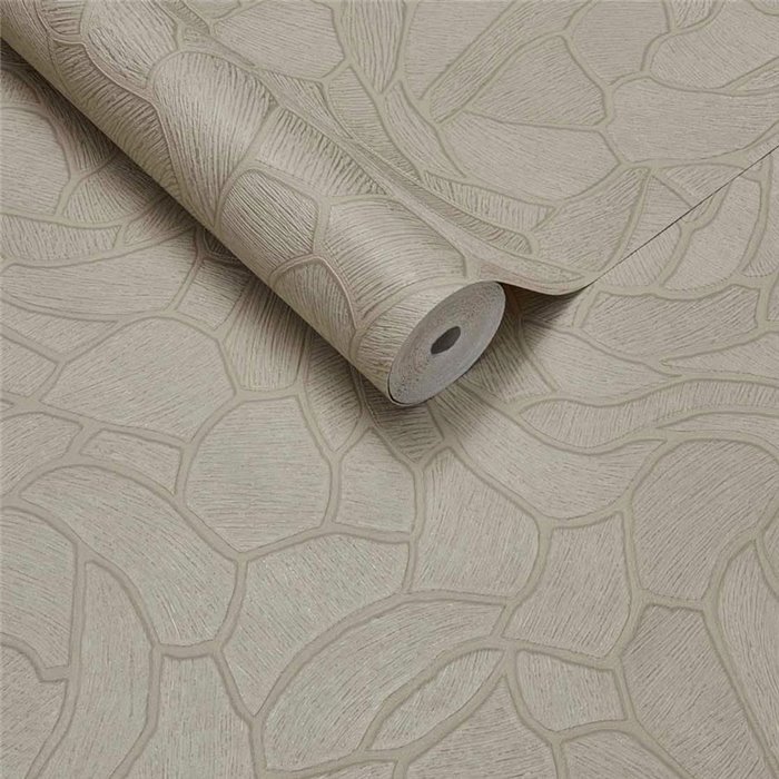 Papier peint moderne formes organiques blanc cassé · Eijffinger Calm Crafted 363211