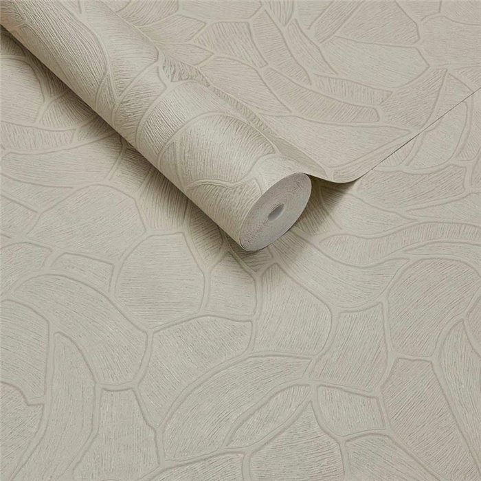 Wallpaper Organic Pattern With Linear Texture Cream White · Eijffinger Calm Crafted 363212