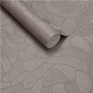 Papier peint design formes organiques gris taupe clair