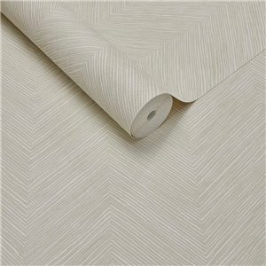 Papel pintado geométrico de espiga blanco roto