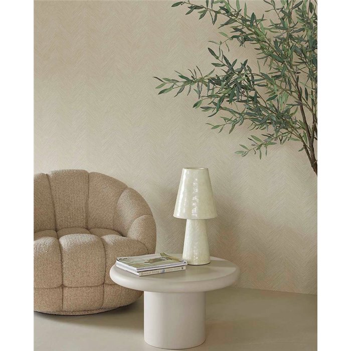 Papier peint zigzag blanc crème · Eijffinger Calm Crafted 363232