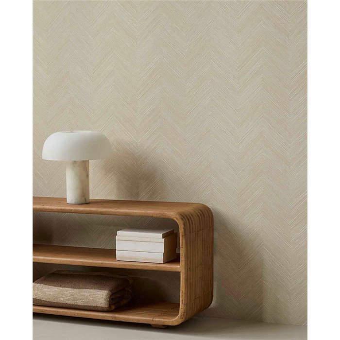 Papel pintado de espiga de lineas finas blanco crema · Eijffinger Calm Crafted 363233